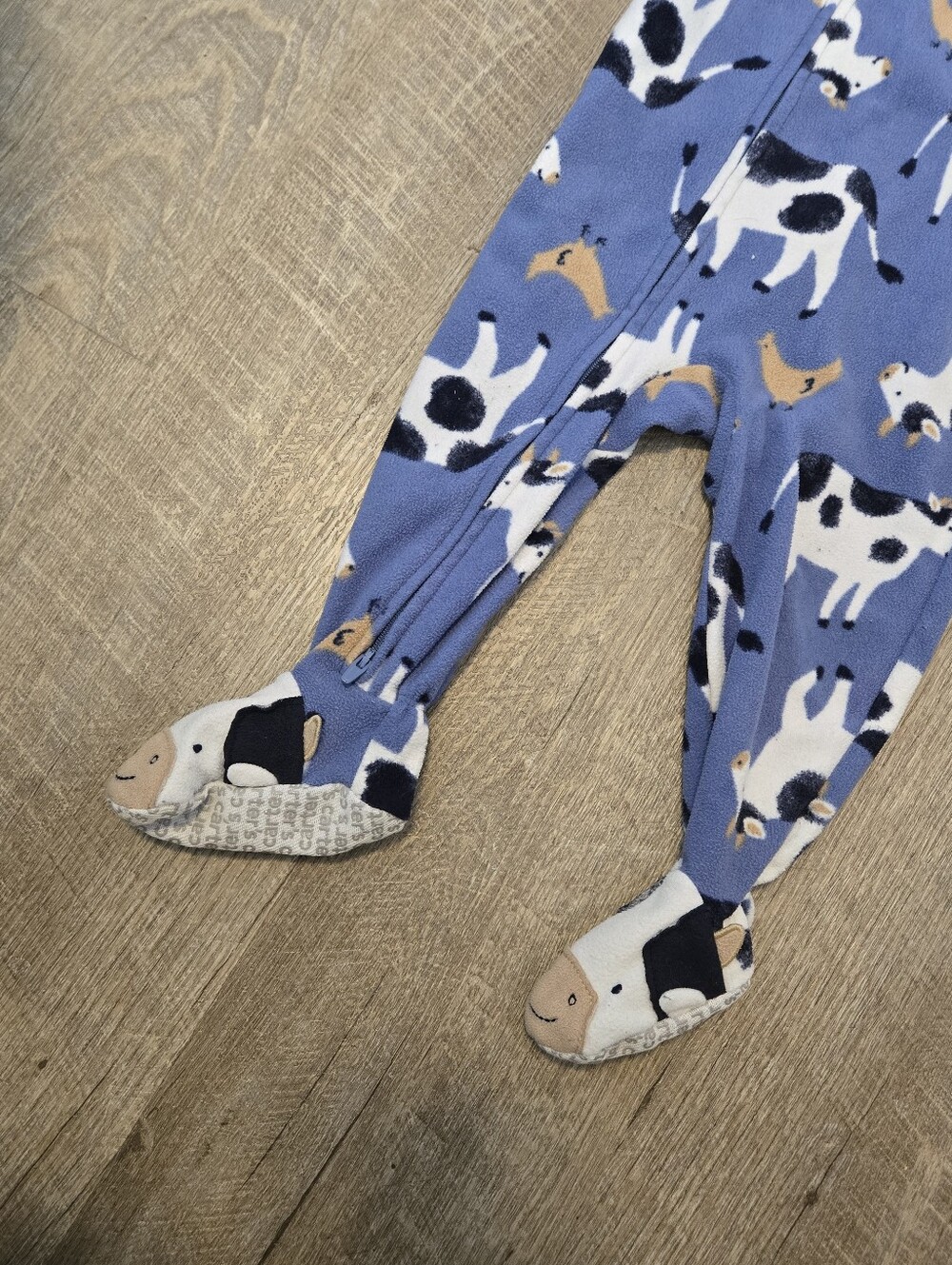 Carter's Blue Cow & Chick Footed One-Piece - Picture 3 of 4